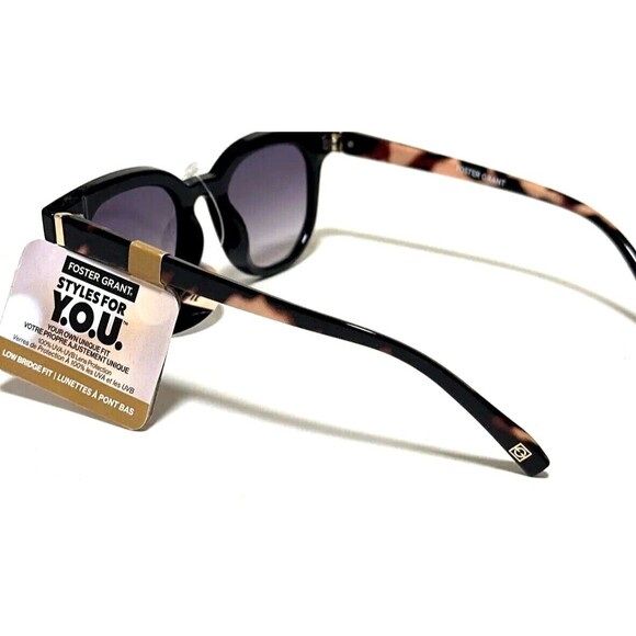 NEW Foster Grant SUNGLASSES Low Nose Bridge FIT Black + Tortoise Temples - Picture 5 of 5